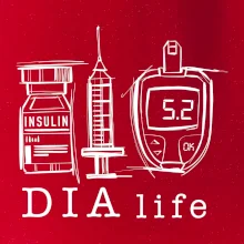 D I A life - kreslený insulin injekce a glukometr