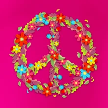 Peace symbol červené květiny