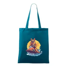 Německý ovčák na vodním skútru