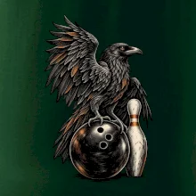 Bowling havran s koulí a kuželkou