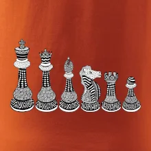 Šachové figurky v řadě - kreslené