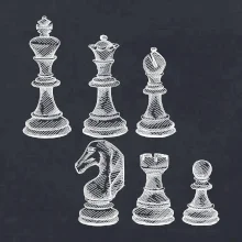 Šachové figurky kreslené