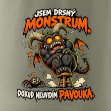 Drsné rohaté monstrum se bojí pavoučka
