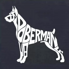 Doberman - nápis v tělě