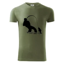 Rybář tahající rybu