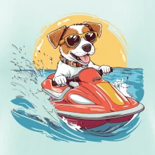 Jack russell teriér na vodním skútru