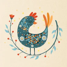 Folklor - slepice s kopretinou