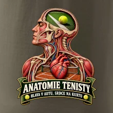 Anatomie tenisty hlava v autu srdce na kurtu