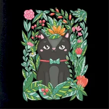 Kočka s květy malovaná