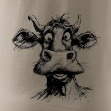 Černobílá karikatura světlá kráva hlava