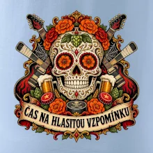 Mexická rocková lebka s kytarami a pivem