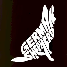 Německý ovčák sedící napis