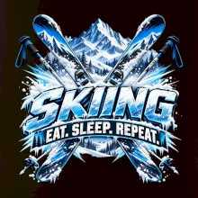 Sjezdové lyže v horách eat sleep repeat