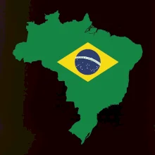 Brazílie vlajka v mapě