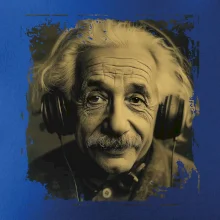 Albert se sluchátky