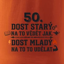 50 - dost starý na to vědět jak  - modrý nápis