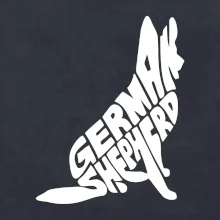 Německý ovčák sedící napis