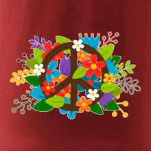Peace symbol prorostlý květinami