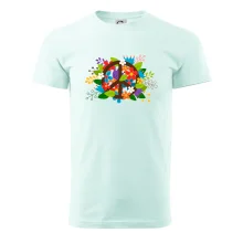 Peace symbol prorostlý květinami