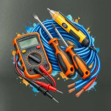 Elektrikářské nářadí akvarel