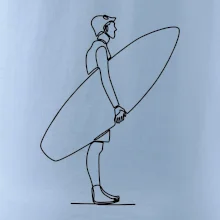 Surfař stojící jedním tahem