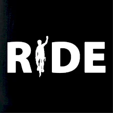 Ride - nápis s cyklistou