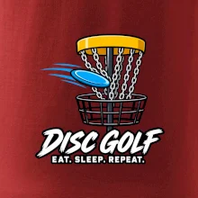 Discgolfový koš s letícím diskem eat sleep repeat