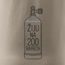 Žiju na 200 barech potápěčská lahev s modrou vlnovkou