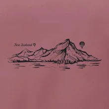 Nový Zéland nápis a hory Aoraki -  Mount Cook