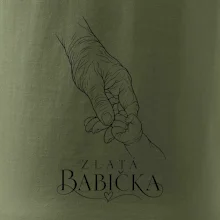 Zlatá babička s dětskou ručičkou minimalistická kresba