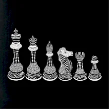 Šachové figurky v řadě - kreslené