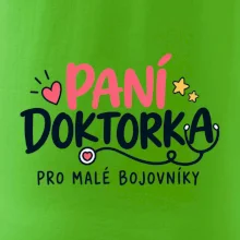 Paní doktorka pro malé bojovníky - nápis se stetoskopem