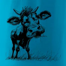 Černobílá karikatura kráva stojící