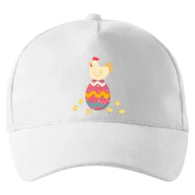 Slepice sedící na velikonočním vejci