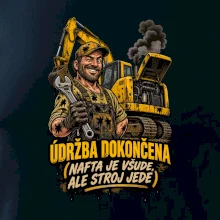 Údržba bagru dokončena nafta je všude