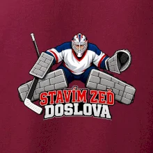Hokejový brankář staví zeď