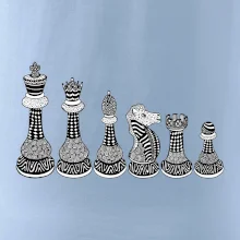Šachové figurky v řadě - kreslené