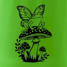 Goblincore černá houba se žábou