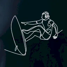 Surfař na vlně jedním tahem