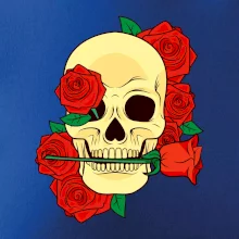 Lebka držící růži