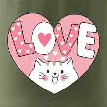 Kočka love - růžové srdce