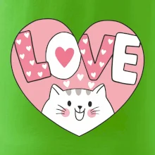 Kočka love - růžové srdce