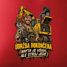 Údržba bagru dokončena nafta je všude