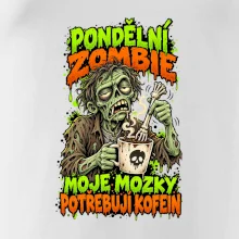 Pondělní zombie míchá kávu kostěnou rukou