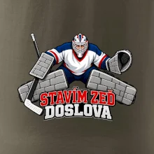 Hokejový brankář staví zeď