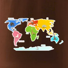 Světové kontinenty s názvy a zvířátky