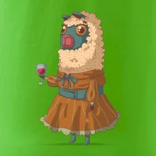 Alpaka s vínem žena