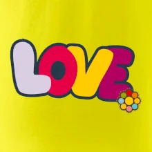 Love nápis s květinou