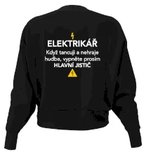 Elektrikář - hlavní jistič - Nápis na zádech