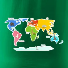 Světové kontinenty s názvy a zvířátky